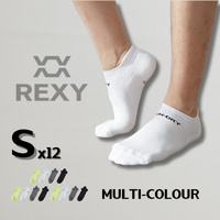 12X Rexy Seamless Sport Sneakers Socks Small Non-Slip Heel Tab MULTI COLOUR thumbnail
