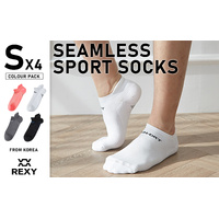4X Rexy Seamless Sport Sneakers Socks Small Non-Slip Heel Tab MULTI COLOUR thumbnail