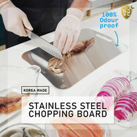 Combo Medium Stainless Steel Chopping Cutting Board + Chopping Boards Holder thumbnail