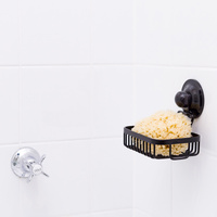 Soap Holder Basket Removable Stainless Suction BLACK thumbnail