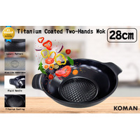 KOMAN Shinewon Two Hands Wok 28cm Ceramic Non-stick Titanium - BLACK thumbnail