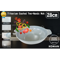 KOMAN Shinewon Vinch IH Two Hands Wok 28cm Ceramic Non-stick Titanium GREY thumbnail