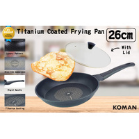 KOMAN Non-Stick Titanium Coating Frying Pan 26cm + Glass Lid thumbnail
