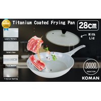 KOMAN Shinewon Vinch IH Frypan Frying Pan 28cm Non-stick Induction Ceramic + Glass Lid GREY thumbnail