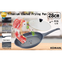 KOMAN Non-Stick Titanium Coating Frying Pan 28cm + Glass Lid thumbnail