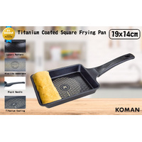 KOMAN Shinewon Frypan Frying Pan 19x14cm Non-stick Titanium Coat Square BLACK thumbnail
