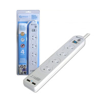 2X Sansai Surge Protected Powerboard 4 Ways with 2xUSB Outlets thumbnail