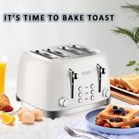 PHILEX 4-Slice Electric Toaster Bread Reheat Defrost Retro Retro IVORY thumbnail