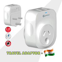 2X Sansai Travel Adaptor 2 X USB - India thumbnail
