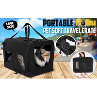 Portable Soft Dog Cage Crate Carrier L BLACK thumbnail