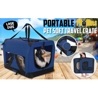 Portable Soft Dog Cage Crate Carrier L BLUE thumbnail