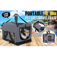 Portable Soft Dog Cage Crate Carrier L GREY thumbnail