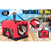 Portable Soft Dog Cage Crate Carrier L RED thumbnail