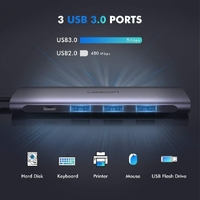 UGREEN TypeC 5 in 1 Adaptor - HDMI + USB 3.0*3 + TypeC PD Power Converter (50209) thumbnail