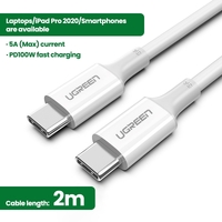 UGREEN 60552 USB-C 2.0 to TYPE-C Male to Male Data Cable 5A 2M White thumbnail