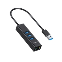 Simplecom CHN420 Aluminium 3 Port SuperSpeed USB HUB with Gigabit Ethernet Adapter Black thumbnail