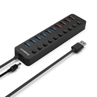 Simplecom CHU810 48W 10-Port USB 3.0 Hub and Charger with Individual Switches 12V/4A Power Adapter BC1.2 Fast Charging thumbnail
