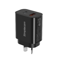 Simplecom CU220 Dual Port PD 20W Fast Wall Charger USB-C + USB-A for Phone Tablet thumbnail