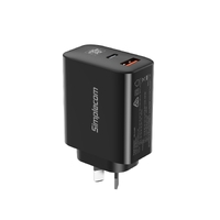 Simplecom CU265 Dual Port PD 65W GaN Fast Wall Charger USB-C + USB-A for Phone Laptop thumbnail