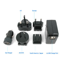 Huntkey TravelMate Multi Plugs USB Wall Charger Adapter 4.2 A US UK EU AU Plugs with Car Charger (D204) thumbnail