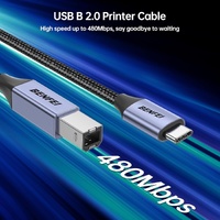 BENFEI 405GY-2M USB B to USB C Printer Cable, Nylon Braided, Premium Aluminium Alloy Case 2M thumbnail