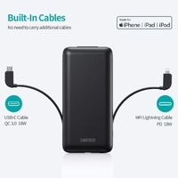 CHOETECH B688-BK 10000mAh MFi Certified PD18W Power Bank (with 2 cables) thumbnail