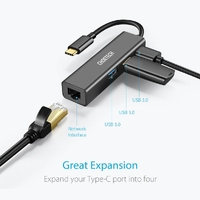 CHOETECH HUB-U02 USB-C To Ethernet Hub thumbnail