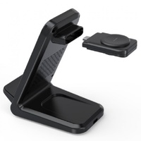 CHOETECH T608-F-BK 15W 4-in-1 Wireless Charger Stand for iWatch and Samsung Watch (Black) thumbnail