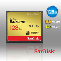 SanDisk 128GB Extreme CompactFlash Card with (write) 85MB/s and (Read)120MB/s - SDCFXSB-128G thumbnail