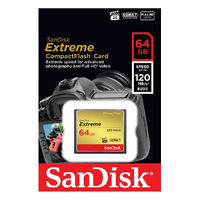 SanDisk 64GB Extreme CompactFlash Card with (write) 85MB/s and (Read)120MB/s - SDCFXSB-64G thumbnail