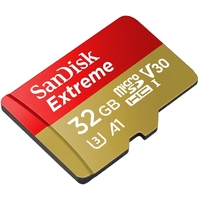 SANDISK SDSQXAF-032G-GN6MN 32GB MICRO SDHC EXTREME A1 V30, UHS-I/ U3, 100MB/s ,NO  SD ADAPTER thumbnail