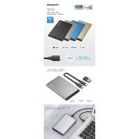 Simplecom SE221 Aluminium 2.5'' SATA HDD/SSD to USB 3.1 Enclosure Gold thumbnail