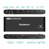 Simplecom KM590 2-Port USB-C Dual 4K HDMI Monitor KVM Switch and Docking Station with Network Sharing thumbnail