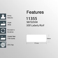 10x Compatible Dymo 11355 SD11355 / S0722550 thermal label 19mm x 51mm 500 Per Roll for Dymo labelWriter thumbnail