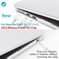 15 inch Air 2023 MacBook Air Matte Case  A2941 M2 Chip Hard Shell Case Keyboard Cover White thumbnail