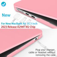15 inch Air 2023 MacBook Air Matte Case  A2941 M2 Chip Hard Shell Case Keyboard Cover Pink thumbnail