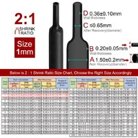 2m Polyolefin Shrink Tube 1/24" (1mm) 2:1 Ratio Heat Shrink Tubing Sleeving Wrap Shrinking thumbnail