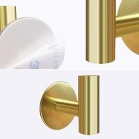 2 Pcs Wall Mount Self Adhesive Bathroom Towel Hooks Holder Cloth Hanger Hook Door Hanger Gold thumbnail