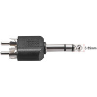 1/4 6.35mm Mono Male To 2X RCA male Audio Connector Adapter Splitter" thumbnail