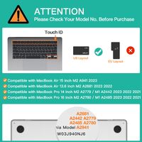Keyboard Cover Skin For MacBook Air Pro 13 13.6 14 15.3 16 A2442 A2779 A2485 A2780 A2681 A2941 M1 M2 2021 to 2023 Mint Green thumbnail
