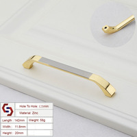 Zinc Kitchen Cabinet Handles Bar Drawer Handle Pull gold color hole to hole 128MM thumbnail