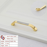 Zinc Kitchen Cabinet Handles Bar Drawer Handle Pull gold color hole to hole 96MM thumbnail
