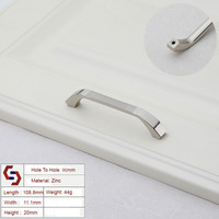 Zinc Kitchen Cabinet Handles Bar Drawer Handle Pull silver color hole to hole 96MM thumbnail