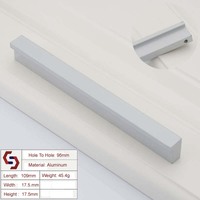Zinc Kitchen Cabinet Handles Drawer Bar Handle Pull Silver 96mm thumbnail