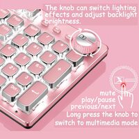 Pink Gaming Mechanical Keyboard Green Switches, White Backlight, USB Wired Laptop Desktop Computer thumbnail