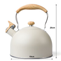 2.5 Liter Tea Whistling Kettle Stainless Steel Modern Whistling Tea Pot for Stovetop Cream thumbnail
