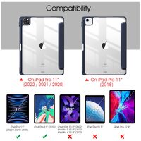 iPad Pro 11 Inch 2020-2022 Soft Tpu Smart Premium Case Auto Sleep Wake Stand Clear Cover Pencil holder navy blue thumbnail