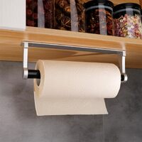 Kitchen Paper Holder Under Cabinet Screw Wall Mount Adhesive Paper Towel Holder Rectangle Silver thumbnail