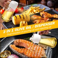 600ml 2 in 1 Glass Oil Sprayer Dispenser Kitchen Sprayz Cooking Baking Oil Bottle BBQ Spray White thumbnail