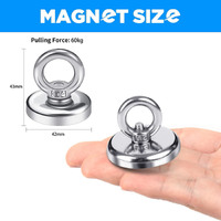 Salvage 60KG Recovery Magnet Hook Countersunk Hole Eyebolt Treasure Hunting Fishing thumbnail